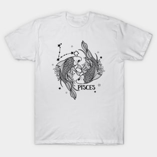 Zodiac Garden Floral Design: Pisces T-Shirt